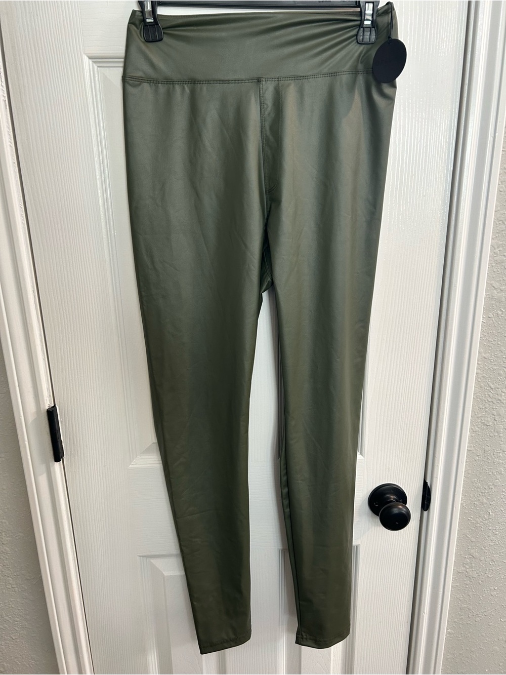 OFFLINE by Aerie Legging Women Large Olive Green Faux Leather NEW High Waisted